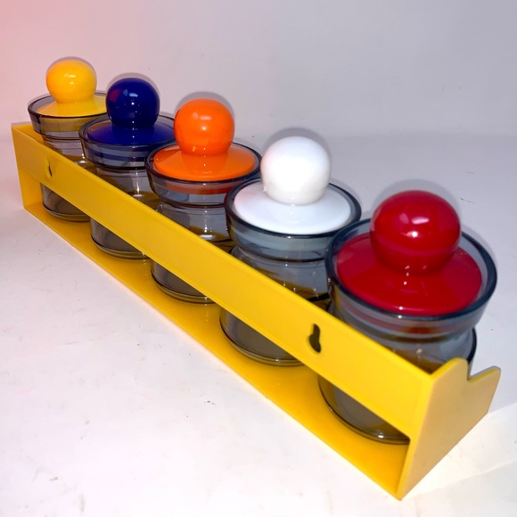 v i n t a g e :: Bright Midcentury 5 Storage Jar Set Shelf Apothecary Bath - Picture 12 of 14